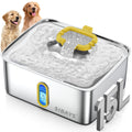 SIBAYS 4Gal/15L Stainless Steel Large Dog Water Fountain, Ultra Quiet Automatic Pet Water Fountain, Dog Water Bowl Dispenser with Water Level Window and LED Light, Easy to Clean(FS78, Silver-Yellow)