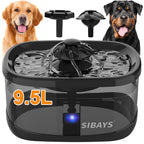 SIBAYS 9.5L Dog Water Fountain for Large Dogs, 2.5Gal Large Capacity Pet Water Fountain with 3 Flow Modes and LED Light, Automatic Ultra Quiet Dog Water Bowl Dispenser, Easy to Clean (FS82, Grey)
