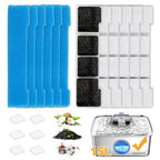 SIBAYS Dog Water Fountain Filter Replacement, 4Gal/15L Pet Fountain Filters, Made of Activated Carbon and PP Cotton, 8 Pet Water Fountain Filters, 8 Pre-Filter Sponge with 8 Pump Sponge(Model: L05)