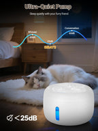 SIBAYS 3.5L/118oz Large Capacity Cat Water Fountain, Automatic Quiet Pet Water Fountain for Cats Indoor Cat Drinking Fountain, Dog Water Bowl Dispenser with LED Light & Water Level Window(FS77, Grey)