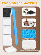 SIBAYS Dog Water Fountain Filter Replacement, 4Gal/15L Pet Fountain Filters, Made of Activated Carbon and PP Cotton, 8 Pet Water Fountain Filters, 8 Pre-Filter Sponge with 8 Pump Sponge(Model: L05)