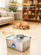 SIBAYS 4Gal/15L Large Dog Water Fountain, Stainless Steel Pet Fountain with Water Window & LED Light, Ultra Quiet Automatic Dog Water Bowl Dispenser for Large Dogs & Multi-pet, Easy to Clean SIFS76A