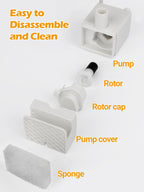 SIBAYS 15L Dog Water Fountain Replacement Pump, USB 5V 1A Pet Water Fountain Pump, Ultra Quiet Dog Water Dispenser Pump with LED Light, White(Model: P05)
