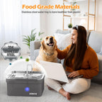 SIBAYS Dog Water Fountain for Large Dogs, 355oz/2.8Gal/10.5L Automatic Dog and Cat Water Fountain, Large Pet Fountain with Stainless Steel Bowl, Dog Water Bowl Dispenser Easy to Clean, BPA-Free FS70