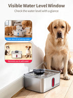 SIBAYS 4Gal/15L Dog Water Fountain for Large Dogs, Stainless Steel Large Pet Water Fountain, Ultra Quiet Automatic Dog Water Bowl Dispenser with Water Level Window and LED Light(FS78, Silver-Grey)
