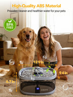 SIBAYS 9.5L Dog Water Fountain for Large Dogs, 2.5Gal Large Capacity Pet Water Fountain with 3 Flow Modes and LED Light, Automatic Ultra Quiet Dog Water Bowl Dispenser, Easy to Clean (FS82, Grey)