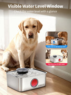 SIBAYS 4Gal/15L Dog Water Fountain, Stainless Steel Large Capacity Pet Water Fountain with Water Level LED Light, Automatic Quiet Dog Water Bowl Dispenser for Large Dogs & Multi-Pet Easy to Clean FS79