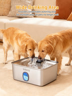 SIBAYS 4Gal/15L Large Dog Water Fountain, Stainless Steel Pet Fountain with Water Window & LED Light, Ultra Quiet Automatic Dog Water Bowl Dispenser for Large Dogs & Multi-pet, Easy to Clean SIFS76A