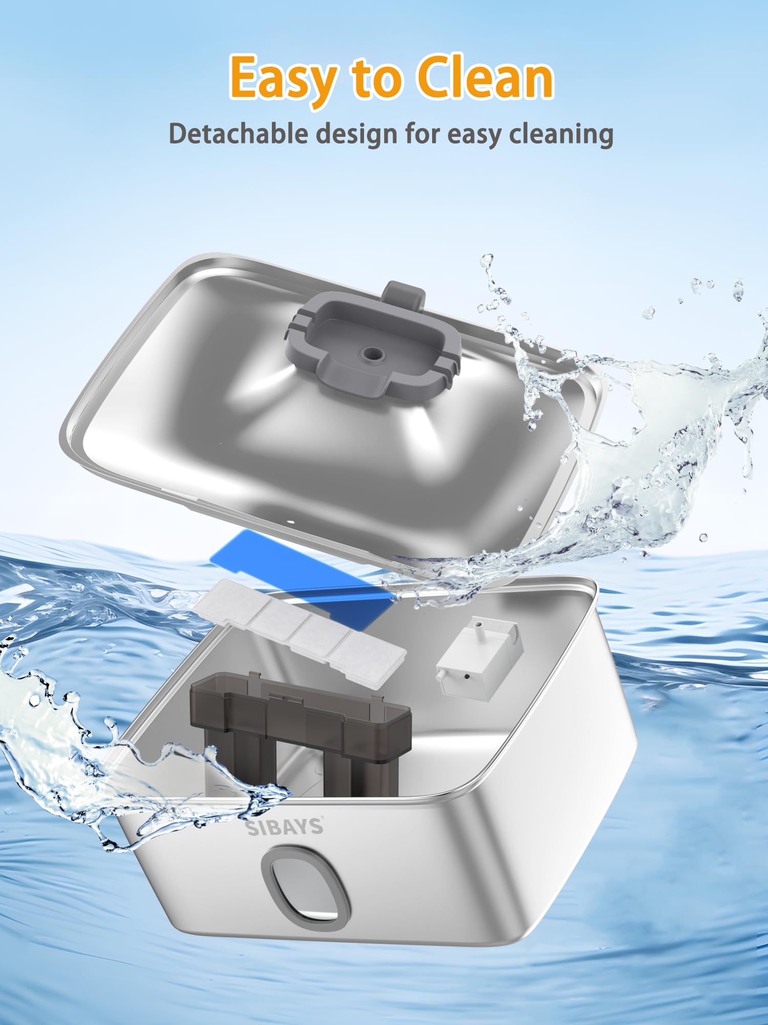 SIBAYS 4Gal/15L Large Dog Water Fountain, Stainless Steel Pet Fountain with Water Window & LED Light, Ultra Quiet Automatic Dog Water Bowl Dispenser for Large Dogs & Multi-pet, Easy to Clean SIFS76A